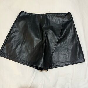 Black Leather Women Skort